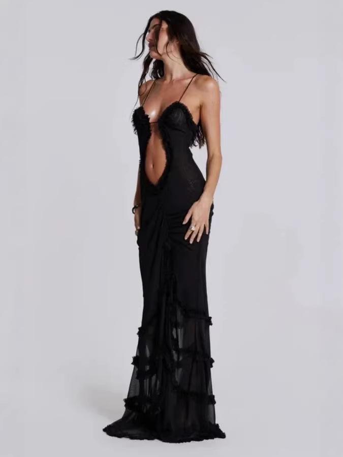 2026 European & American Women's Sexy Printed Halter Backless Bodycon Dress