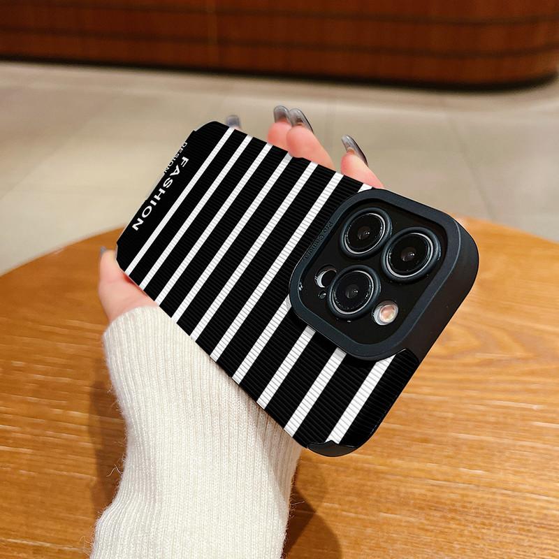 Vertical Grain Leather Simple Design Printed Soft Silicone Phone Case Back Cover with Camera Lens Full Protection for Samsung
