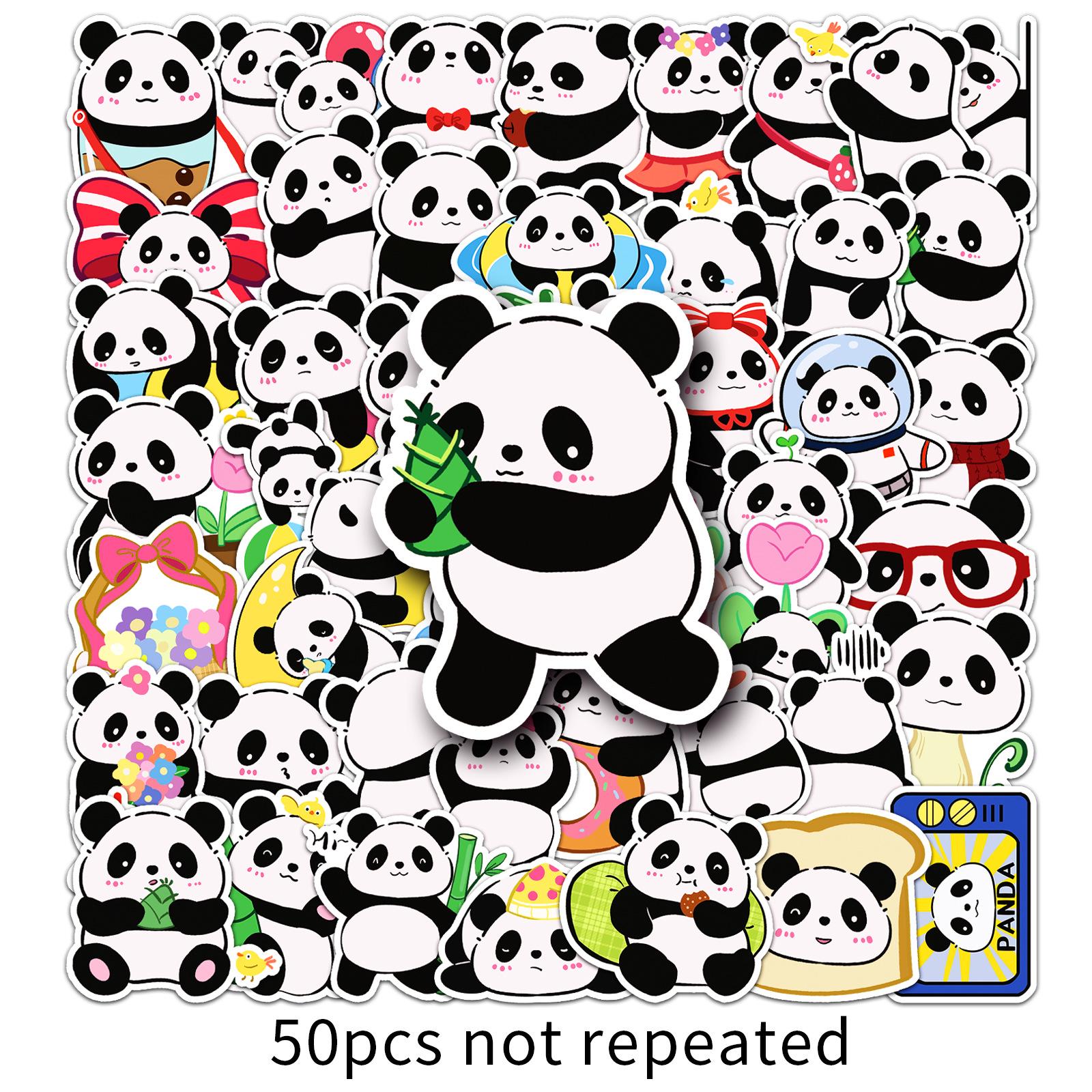 50 милых мультяшных наклеек с пандами - Ненарушающие авторские права рисунки ручной работы для стаканов и декора.