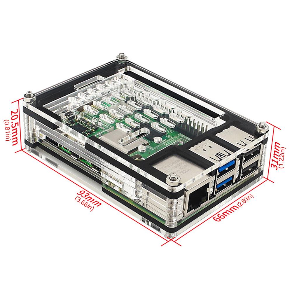 Clear Acrylic Case Support Official Active Cooler Acrylic Enlosure Shell Protective Case Box Fit for Raspberry Pi 5 4GB/8GB
