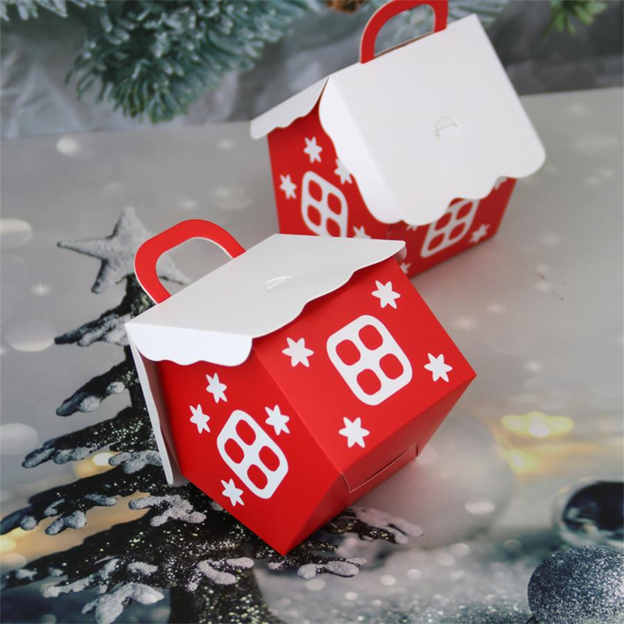 5Pcs Christmas Red Small House Candy Box, European Creative Souvenir Candy Box, Holiday Gift Packaging Box, Wedding Candy Box