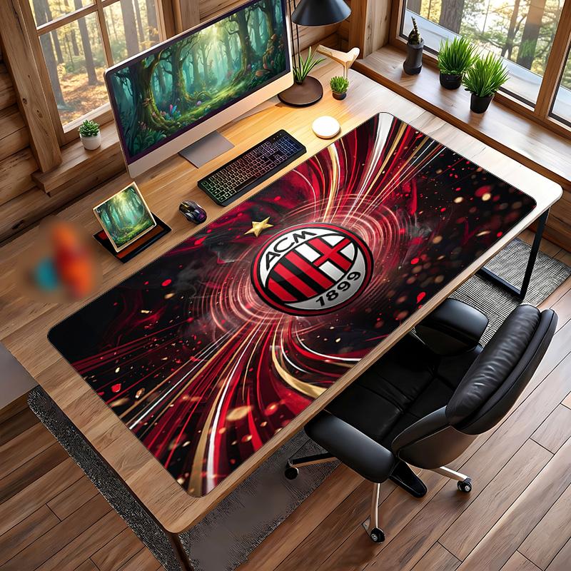 Alfombrilla de Ratón Grande Estampada AC Milan, Alfombrilla de Escritorio Suave de Goma Antideslizante para Decoración de Oficina, Portátil y Ordenador