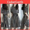 Elegant Women's Summer Dress Stylish European Design With Slim Fit Striped Pattern