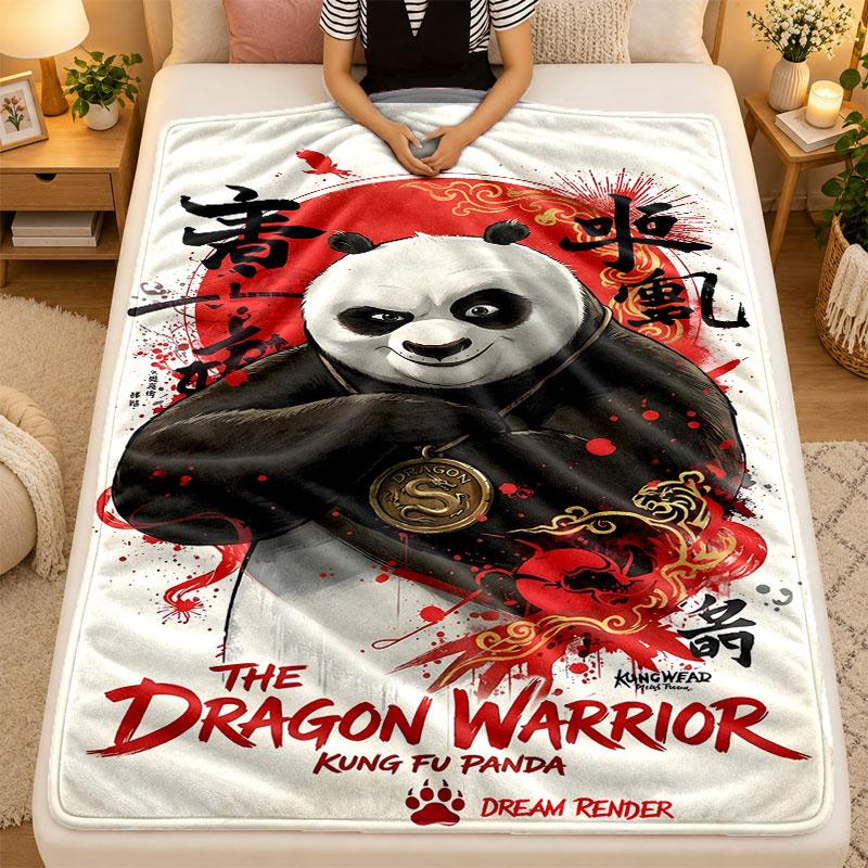 Flannel BlanketKung Fu Panda Warm Soft Throw Blanket for Indoor Sofa Bed Living Room Use