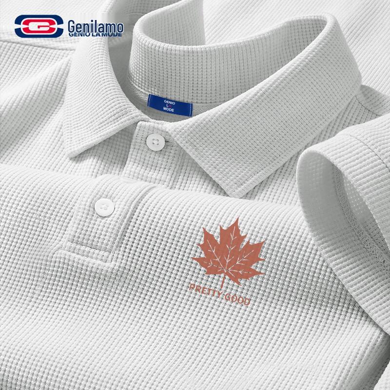 

GENIOLAMODE Men s Waffle Knit Short Sleeve Polo T-shirt XL
