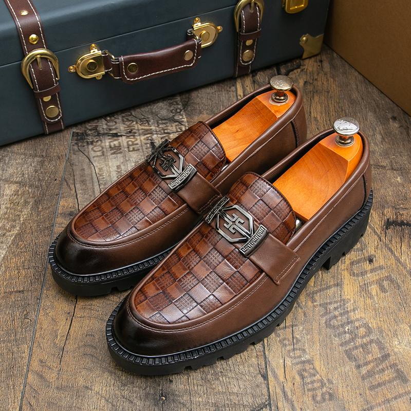 Fashion Factory Fashion Loafers Men Platform Comfortable High-end Leather Shoes Gentlemen Business and Social Shoes Men Sizes 38-45