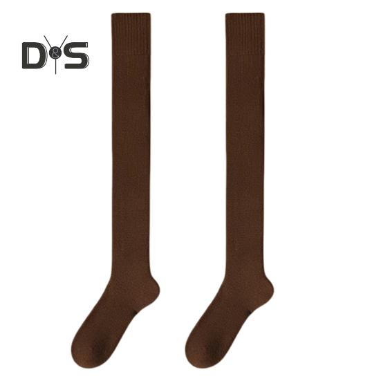 1 Pair Women Winter Socks Tihick Plush Over Knee Socks Anti-slip Solid Color Warm Thickened Stockings Warmth Socks for Various Occasions