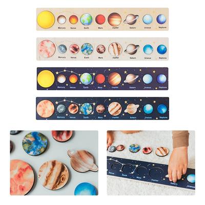 Wooden Planets Jigsaw Board Game Toy Montessori Solar System Puzzle Toy for Children Boy Girl Astronomy Educational Learning Toy