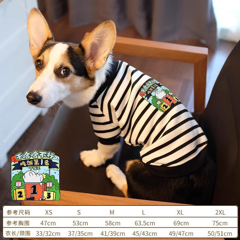 Pet Corgi Dog Clothes Spring and Autumn Clothing Anti-hair Loss Teddy Bichon Shiba Inu Small Dog Two-legged Striped Sweater Winter