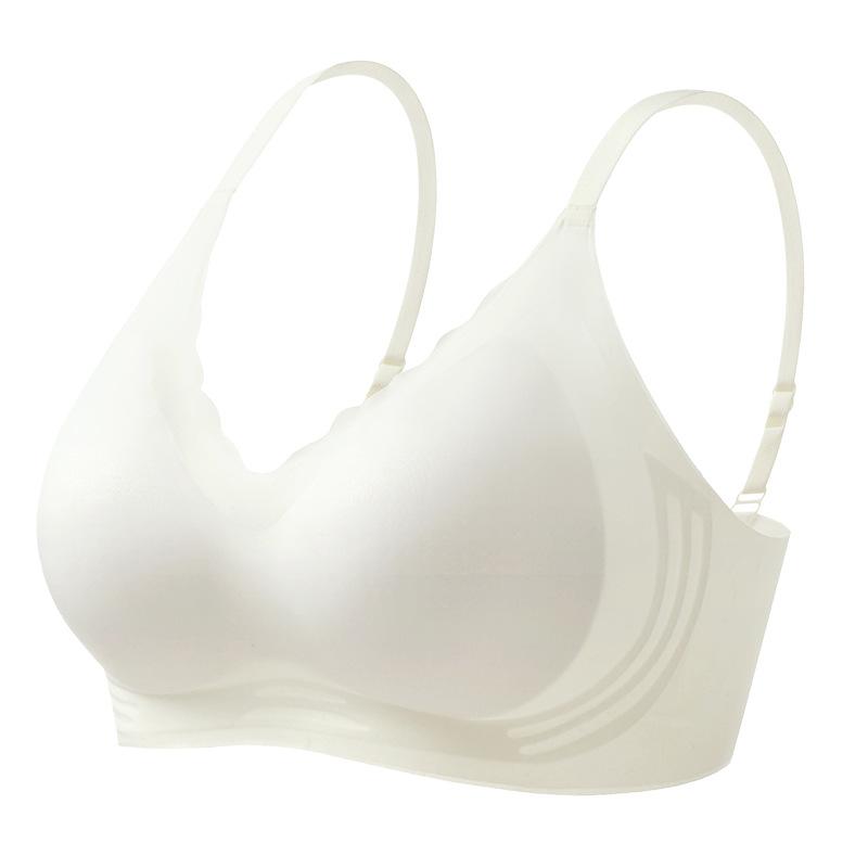 Thin Summer Cool and Breathable, Seamless Back, No Steel Ring, Soft Support Bra with Double Breasts