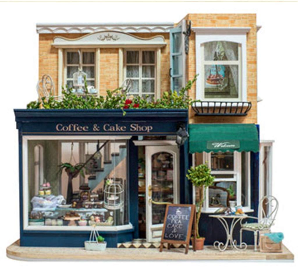 Sada ručně vyráběných stavebnic pro panenky Miniaturní evropský cestovní deník Paris Street Corner Cafe v Hallstattu (t-FREAK)