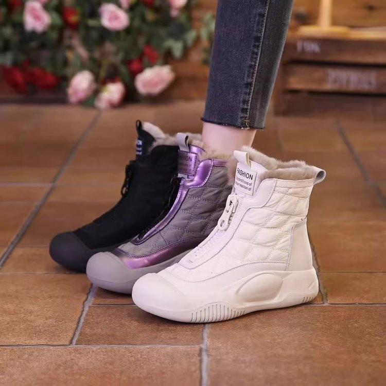 Autumn and winter new retro versatile snow boots soft-soled waterproof cotton shoes piled thickened warm high-top snow boots