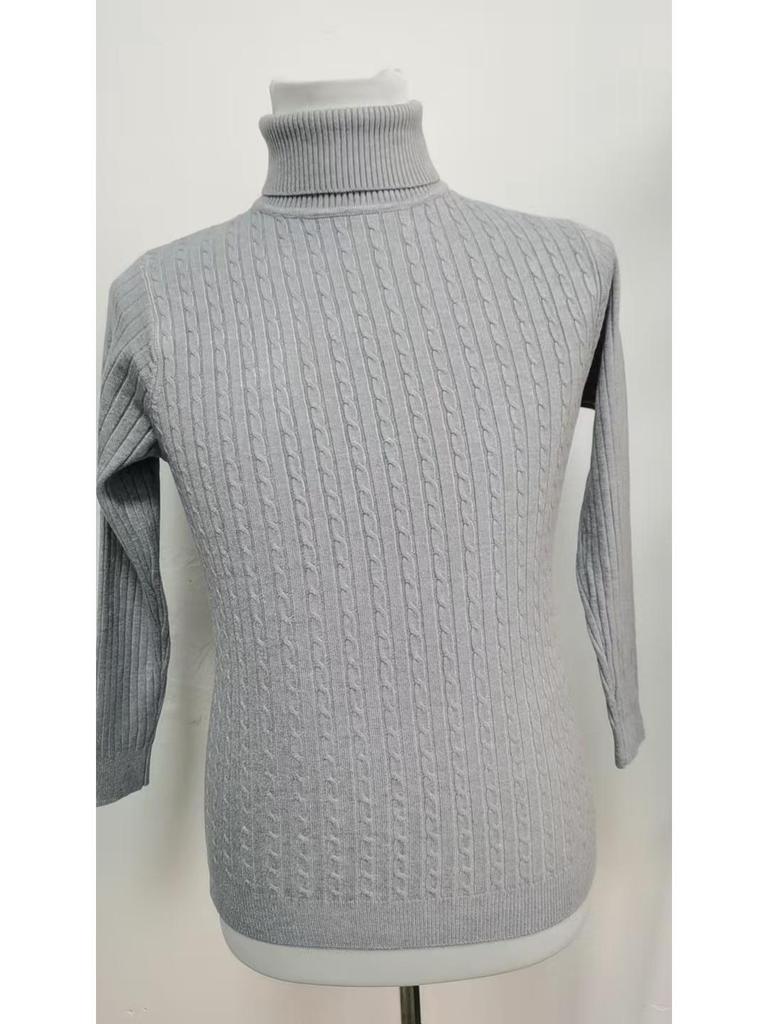 Men's Slim Fit High Collar Knitted Sweater Pullover - Trendy Cross-Border Autumn/Winter Long Sleeve Twisted Design