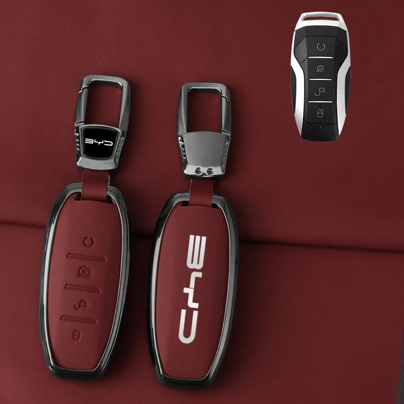 Car Key Fob Case For Byd Atto 3 Han Ev Dolphin Lied Tang Dm Qin Plus Song Pro Max Yuan Car Key Case Zinc Alloy Leather Case