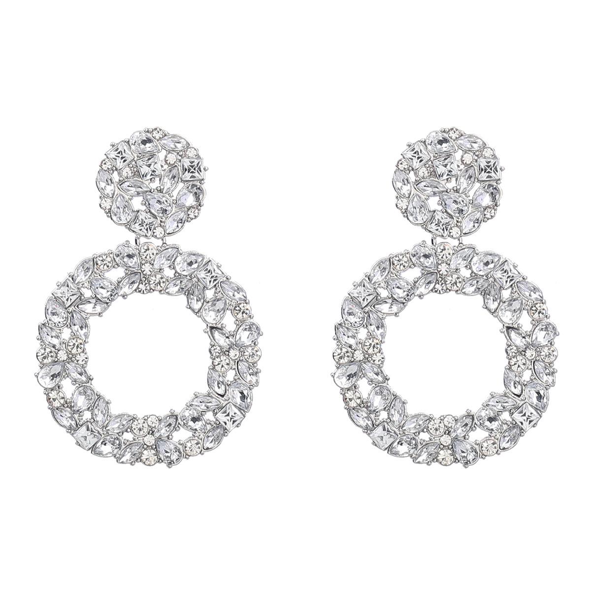 

Pinkdudu европейские американские серьги-подвески из сплава со стразами, многослойные, преувеличенные круглые серьги PD2189 серебряный