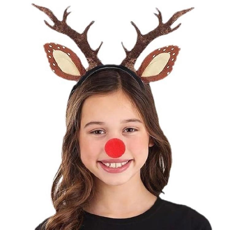 Christmas Deer Ear Headband Tail Nose Skirt for Women Girl Birthday Halloween Cosplay Party Photography Props