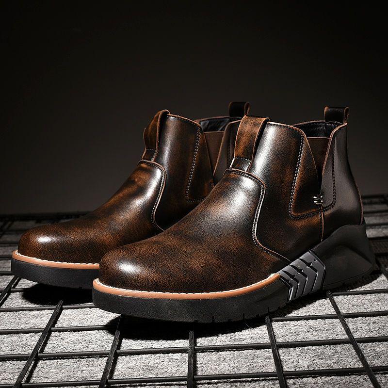 2022 Spring and Autumn New Martin Boots Men's Thick Sole Casual Leather Shoes