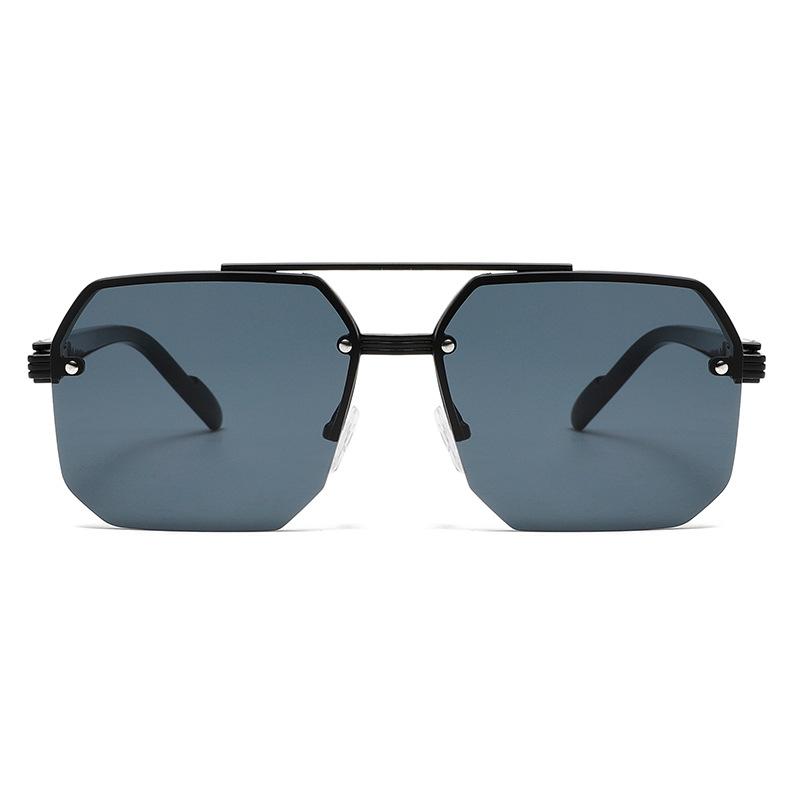 Men's Half-frame Double-beam Driving Sunglasses Simple Style Classic Versatile Anti-ultraviolet Sunglasses