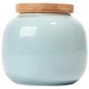 Solid Color Ceramic Tea Can with Bamboo Lid Portable Travel Storage Box Sealed Coffee Candy Jar Decoration Mini Jar Home Decor