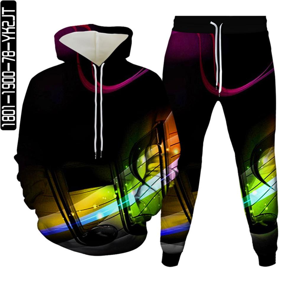 Musical Note 3D Druck Männer Trainingsanzug 2 Pcs Sets Herbst Frühling Hoody Sweatshirt + Lange Hosen Sport Weibliche Mode Kleidung anzug S-6XL