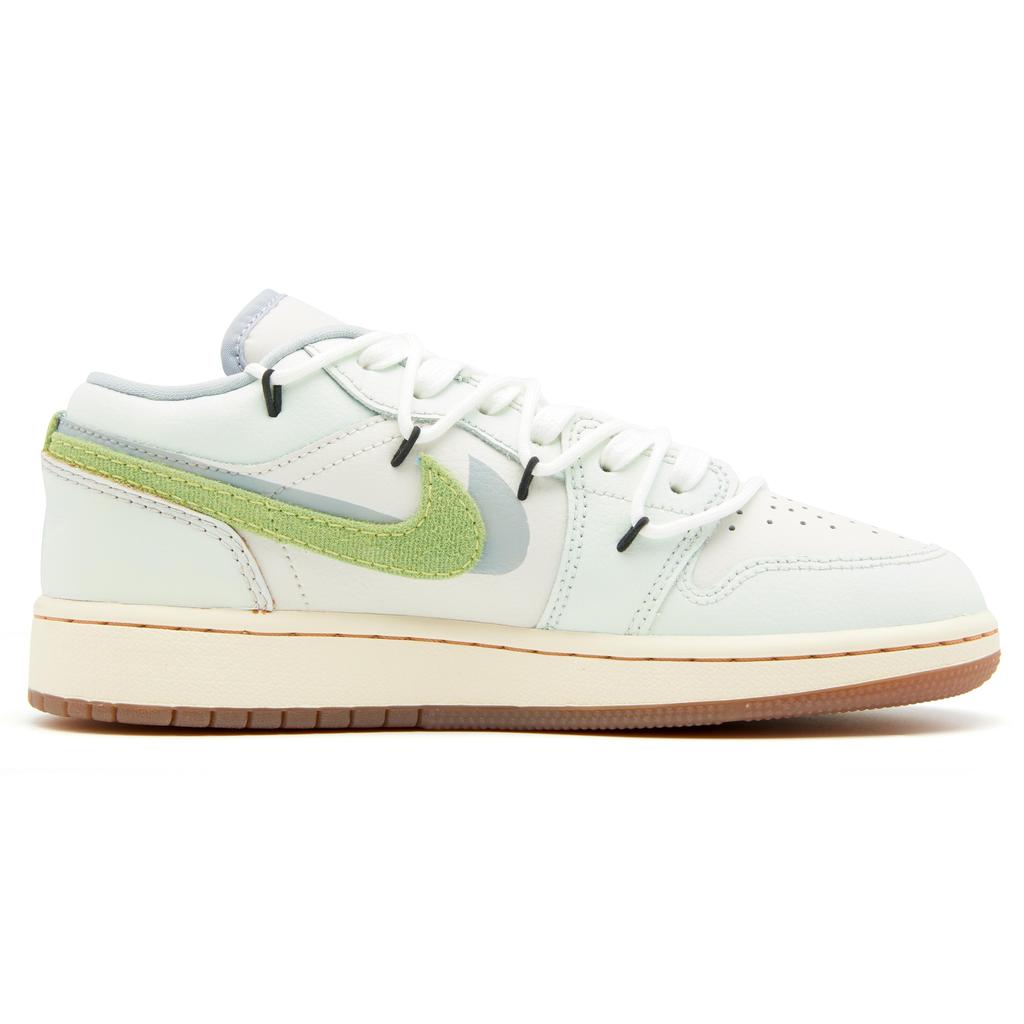Jordan Air Jordan 1 Low SE Slip Resistant Abrasion Resistant Low top Vintage Basketball Shoes GS White Green FZ5046-041(Team44-)