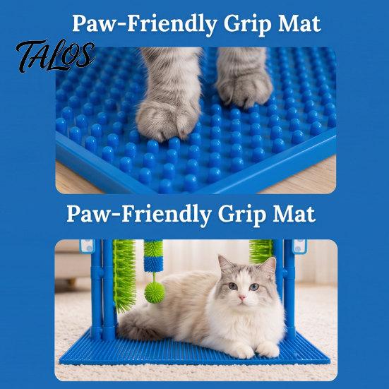 Arche à gratter pour chat, Station de lavage et de toilettage, Auto-toiletteur, Conception de jouet interactif pour voiture, Brosses douces à frotter, Grattoir masseur pour station de chats d'intérieur