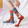Personalized Cartoon AB Mismatched Socks Fashion Crew Couple Cotton Socks Women's Fancy Flower Fruit Tiger Print Funny Socks