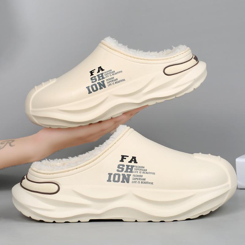 Winter Couple Velvet Warm Soft Sole Cotton Slippers - Thickened Half Slippers for Women, Postpartum Care