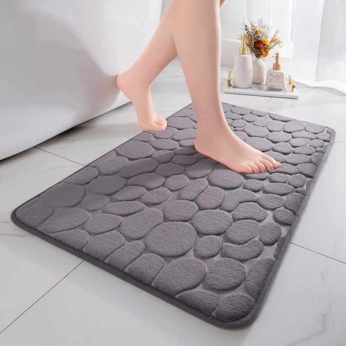 Tapis de Bain en Mousse à mémoire de Forme - Tapis de Douche Absorbant - Tapis de Bain - Antidérapant - 40 x 60 cm - Gris foncé