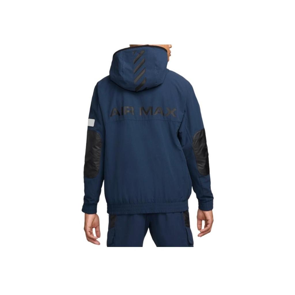 Nike Air Max Color Block Outdoor Casual Sports Zip Hooded Jacket Men Jackets Navy-Blue HF6600-478