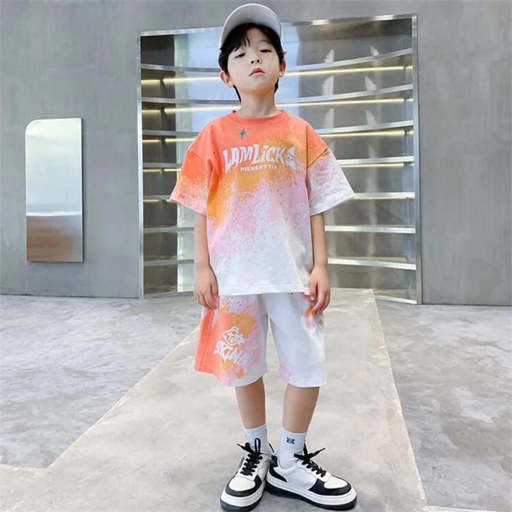 Boys Sports Suit Summer Basketball Sets New Children s Fashion Outfit Kids Short-Sleeved Top Shorts 2 Piece 2-14 Years Old 110