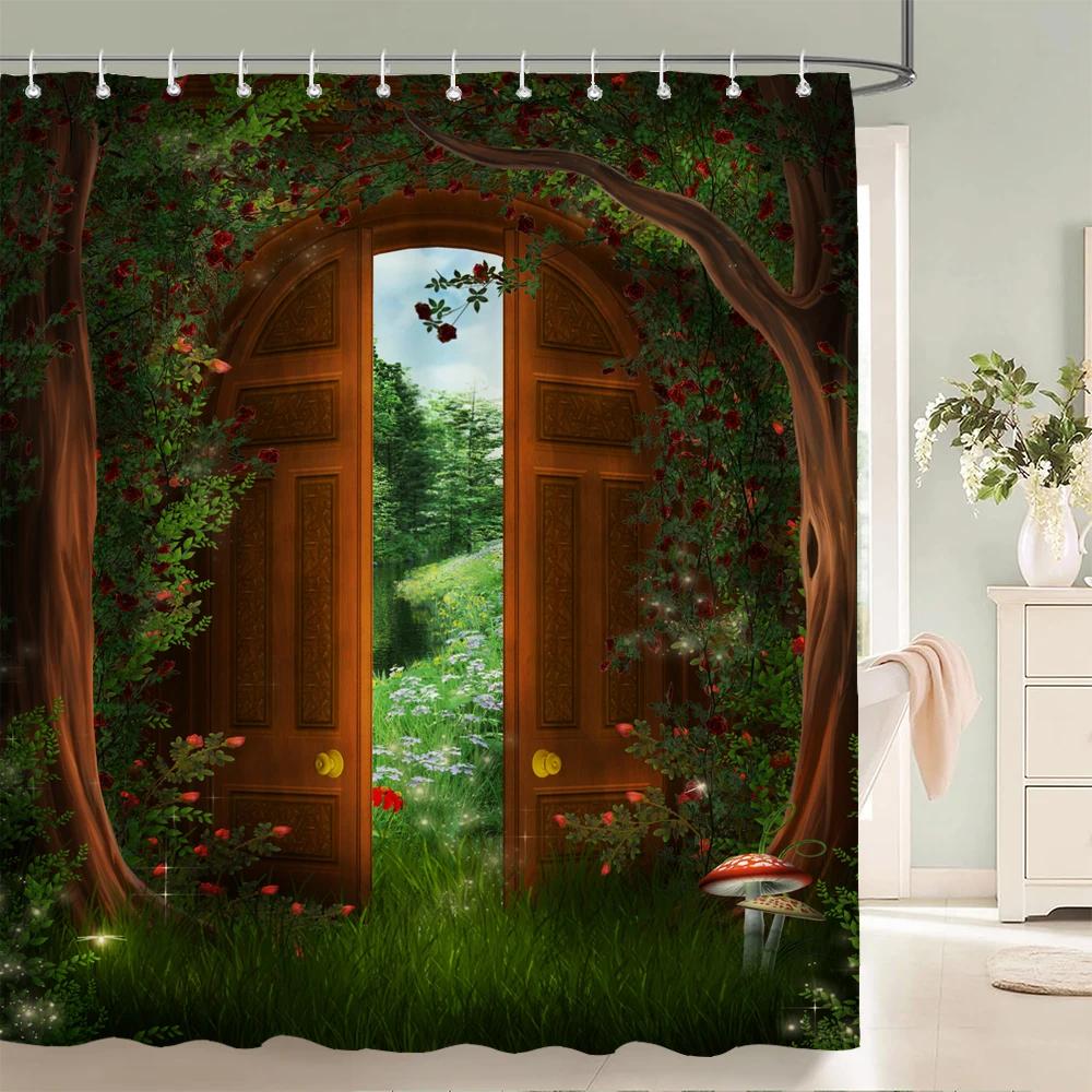 Home Shower Curtains for Bathroom Waterproof Fabric Fairy Tale Forest Cartoon Children Bathroom Curtains Shower Curtain