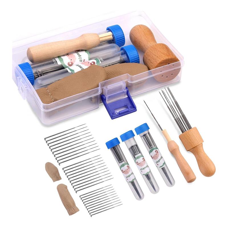 

AEE2-Wool Felting Needle Tools, Wool Felting Tool Kit With 3 Sizes Felting Needles And 1/8 Needle Wooden Handle For Needle