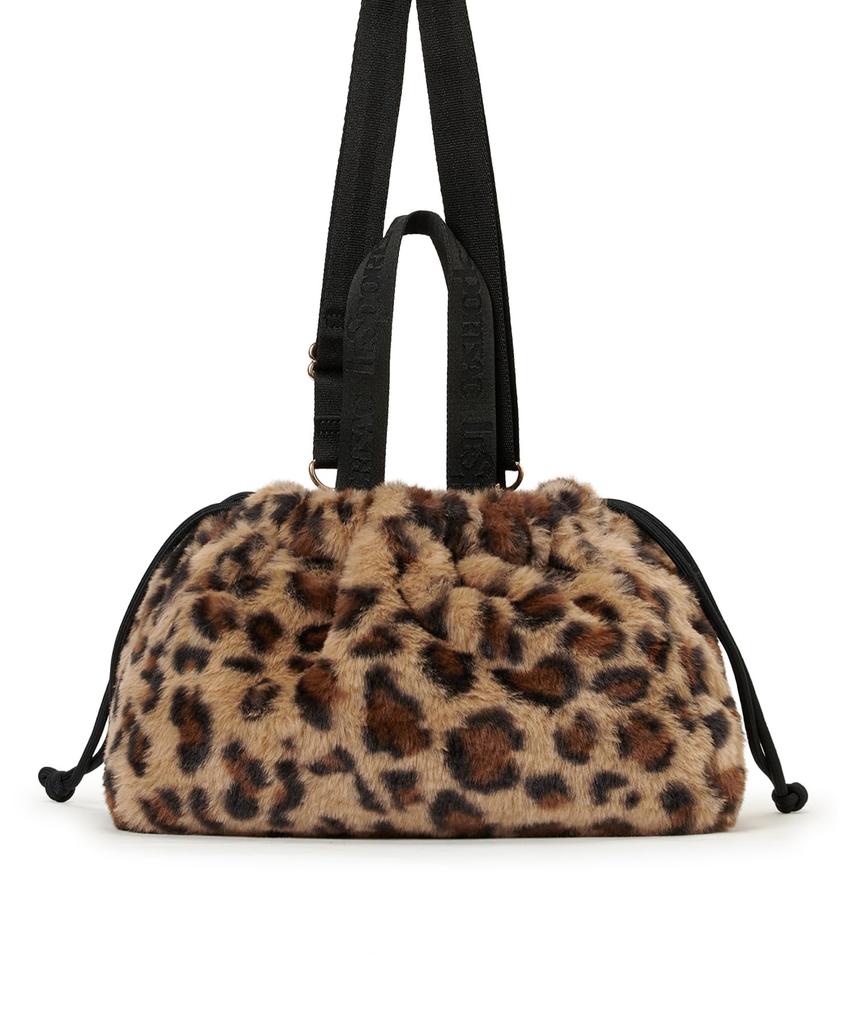 FUR DRAWSTRING Fluffy Fur TOTE/3031/Leopard