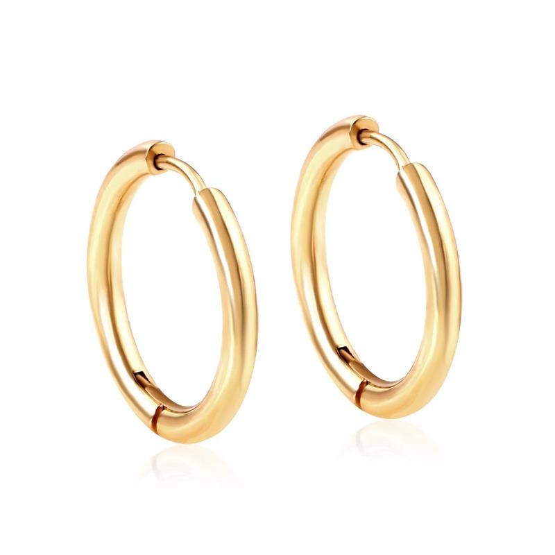 2 Piezas Pendientes de Aros Simples para Hombre Color Negro Acero Inoxidable Pendiente de Clip para Hombre Mujer Rock Hiphop Círculo Joyería para Perforación de Oreja