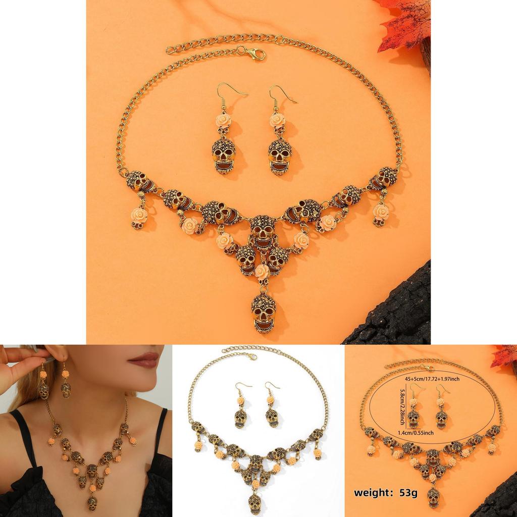 Pumpkin Skeleton Jewelry Collection With Gold Plated Alloy For Halloween Party Accessories