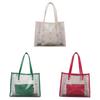Large Capacity Pvc Shoulder Bag For Women With Inner Pouch And Metal Rivets
