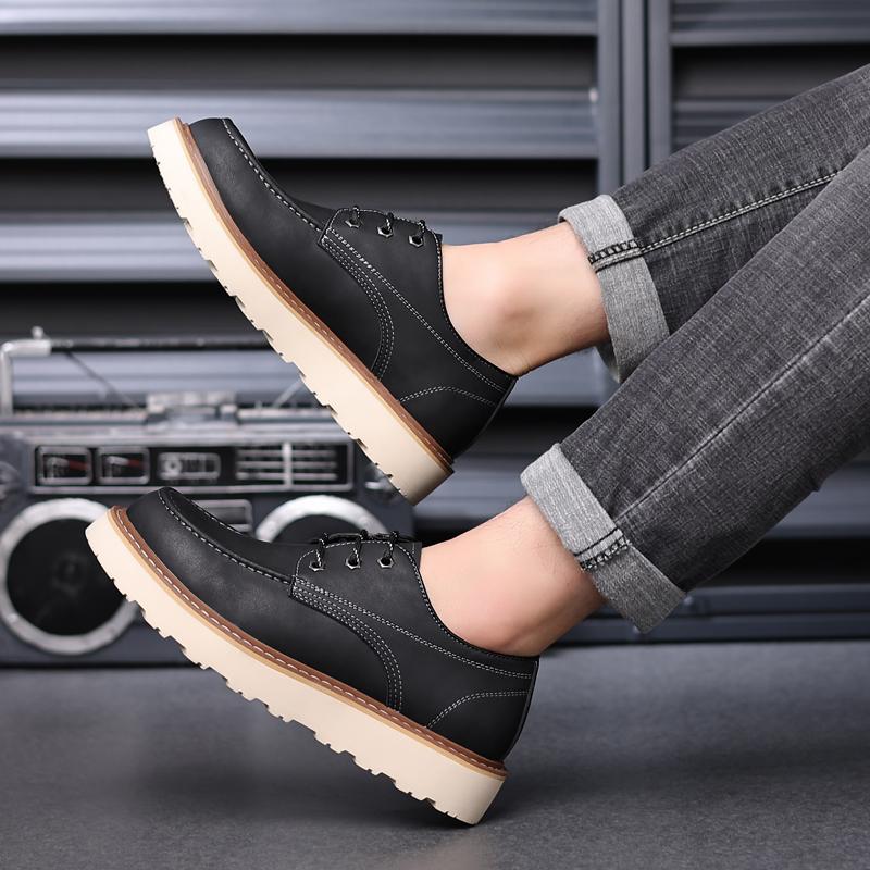 Casual High Quality Men's Shoes Lace Up Leather Casual Shoe Outdoor Comfortable Lined Fashion Shoes Men's Shoes