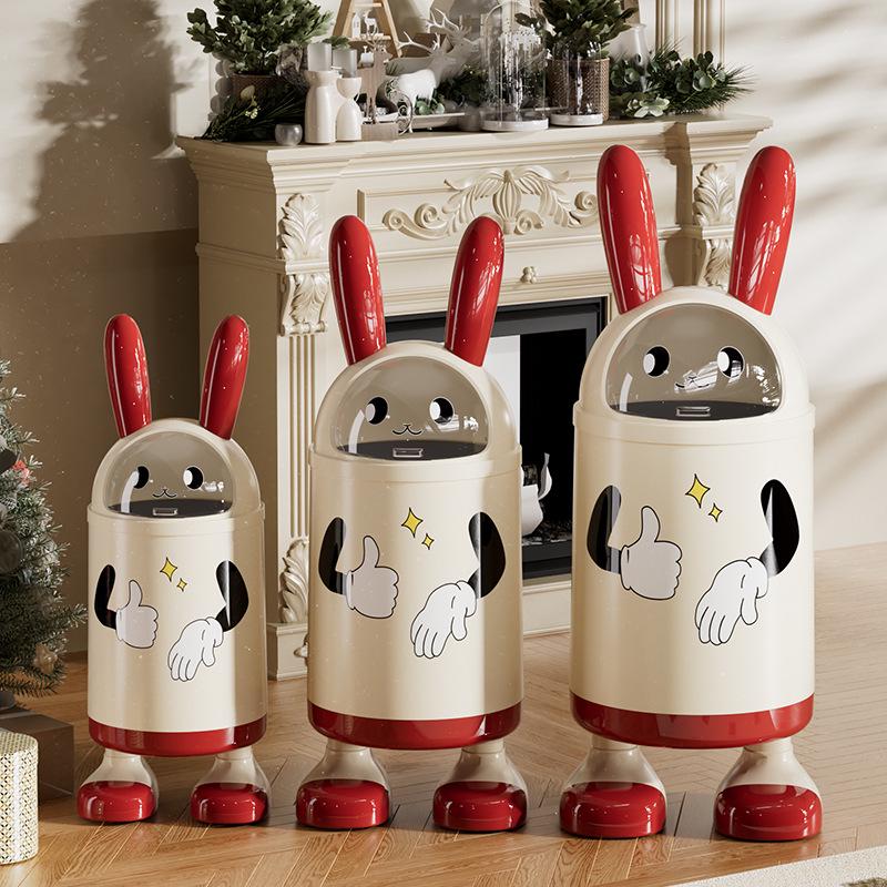 Cute Rabbit Ear Trash Can for Home, Bedroom, Living Room, or Coffee Shop