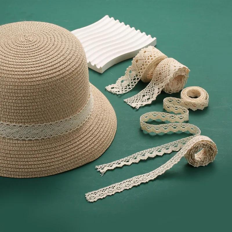 1/5M Vintage Ribbon Cotton Lace Trim Ribbon Craft Lace Crochet Sewing Lace Fabric DIY Gift Wrapping Wedding Scrapbooking Decor