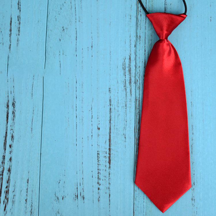 Elastic Silk Tie: Simple, Solid Color, Lazy Man's Design for Kids