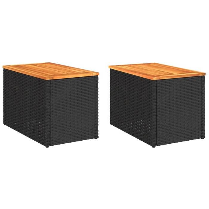 VidaXL Tables d'Appoint Jardin 2 pcs, Tables Basses, Meuble de Jardin Terrasse Patio Balcon Extérieur, Moderne, Noir Rotin 365980