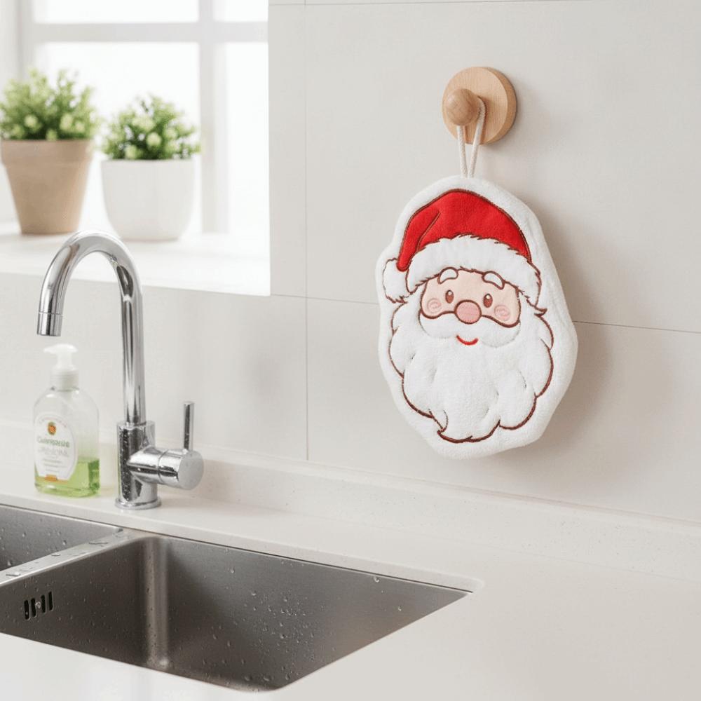 Kawaii Xmas Hanging Hand Towel Creative Cleaning Hand Cloth Christmas Tree Hand Towel Home Decor