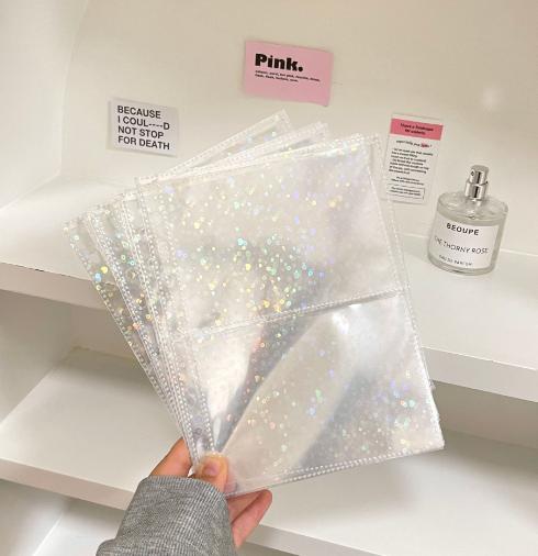 A5 Laser Star Transparent File Holder Notebook 6 Hole Loose Leaf DIY Goll card Album Binder Rings PVC Storage Binding Folder