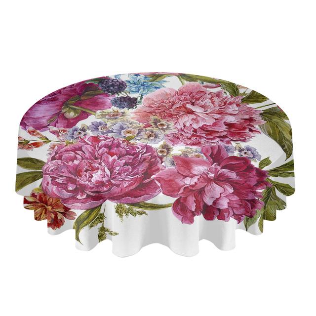 Mantel Redondo con Textura de Patrón Vintage Flor de Hibisco Decoración de Cocina Impermeable Cubierta para Mesa de Comedor/Café