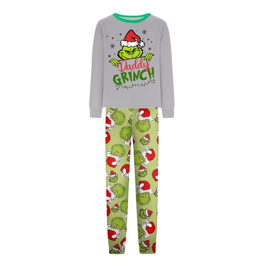 Print Cute Family Set Pajamas, Home Clothes, Family Set Long Sleeve Top Pants Set