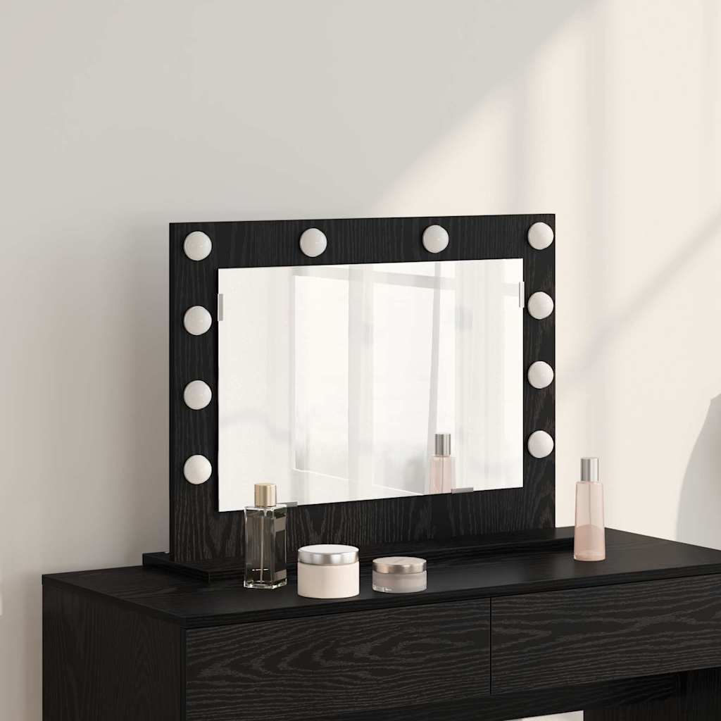 Black Oak Effect Washbasin Mirror 60 x 45 x 18 cm
