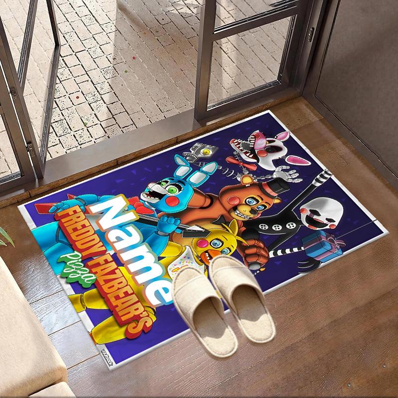 Custom Name Personalized Five Nights At Freddy's Print Carpet, Versatile Home Decor Rug, for Playroom, Apartment, Balcony, Entryway, Hallway Gift