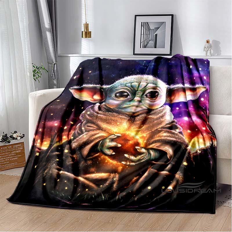 Kawaii Yoda Flannel Blanket Is Soft and Warm, Suitable for Bedrooms, Living Rooms, Bedside Tables, Travel, Picnics, and Other