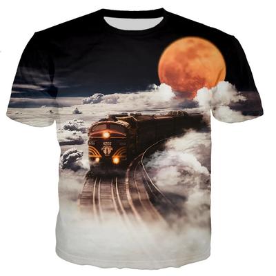 Modetrends Sommer Neu Retro Lokomotive Muster Gedruckt Herren T-Shirt Street Fashion Cool Rundhals Übergröße Oberteil